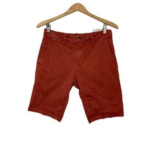 Chevignon Men's 30 Brick Red Chino Shorts Bermunda Casual Flat Front Cotton